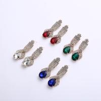 Zinc Alloy Drop Earring, with Crystal, Teardrop, gold color plated, for woman & faceted & with rhinestone 
