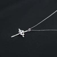 Ожерелье цинкового сплава , цинковый сплав, Kресты, плакирован серебром, Овальный цепь & Женский длина:Приблизительно 17 дюймовый, продается Strand