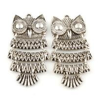 Zinc Alloy Animal Pendants, Owl, antique silver color plated Approx 2mm 