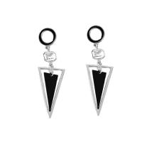 Zinc Alloy Drop Earring, with Crystal & Acrylic, Triangle, silver color plated, for woman & faceted, 87mm 