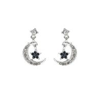 Zinc Alloy Drop Earring, Moon and Star, silver color plated, without stopper & for woman, 20mm 
