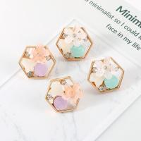 Zinc Alloy Stud Earring, with Sequins & Acrylic, sterling silver post pin, Geometrical Pattern, gold color plated, without stopper & for woman & with rhinestone 18mm 