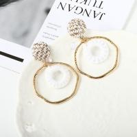 Zinc Alloy Drop Earring, with Caddice, sterling silver post pin, Geometrical Pattern, plated, without stopper & for woman, 60mm 