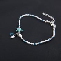 Seedbead Anklet, with Trumpet Shell & Zinc Alloy, with 2.5lnch extender chain, folk style & for woman Approx 10 Inch 