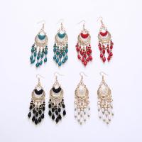 Zinc Alloy Tassel Earring, with Seedbead, gold color plated, Bohemian style & for woman 