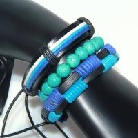 Faux Leather Bracelet, with Agate, with 2lnch extender chain, handmade, Unisex Approx 7 Inch 