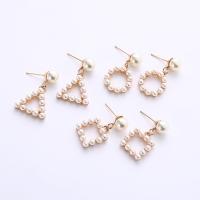Zinc Alloy Drop Earring, with pearl, gold color plated & for woman 