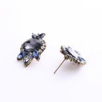 Zinc Alloy Stud Earring, with Crystal, antique gold color plated, for woman & faceted & with rhinestone 