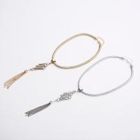 Zinc Alloy Fringe Necklace, with 2lnch extender chain, Tassel, plated, for woman & with rhinestone Approx 17.5 Inch 
