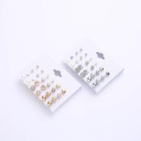 Zinc Alloy Stud Earring Set, plated, for woman & with rhinestone 4-8mm 