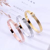 Stainless Steel Bangle, plated, for woman & with rhinestone 