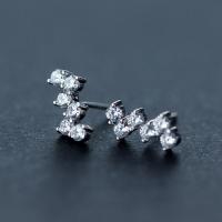 Rhinestone Brass Stud Earring, platinum color plated, for woman & with rhinestone 