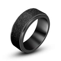 Titanium Steel Finger Ring, black ionic, Unisex & frosted 