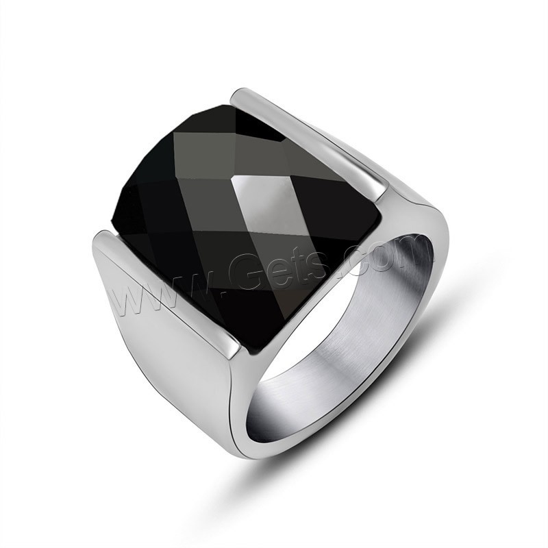 Titanium Steel Finger Ring, with Glass, Unisex & different size for choice & faceted, more colors for choice, Sold By PC