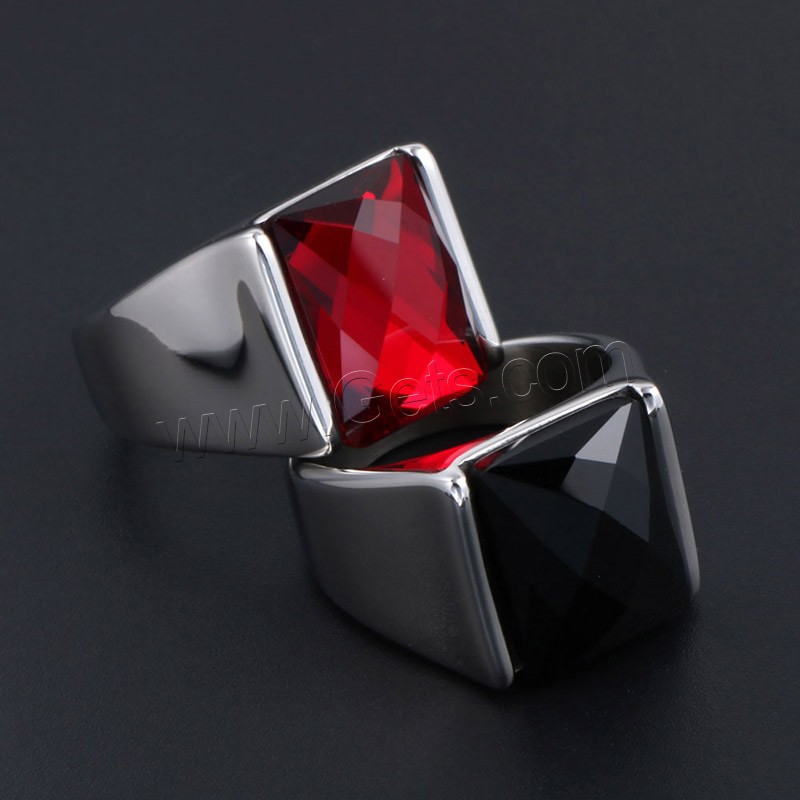 Titanium Steel Finger Ring, with Glass, Unisex & different size for choice & faceted, more colors for choice, Sold By PC