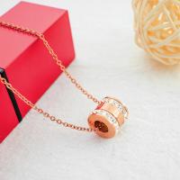 Titanium Steel Jewelry Necklace, with 2inch extender chain, rose gold color plated, adjustable & oval chain & for woman & with rhinestone, 9mm Approx 15.5 Inch 