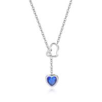 Titanium Steel Jewelry Necklace, with 2inch extender chain, Heart, plated, adjustable & oval chain & for woman & with rhinestone 6.5mm, 8mm Approx 16.5 Inch 