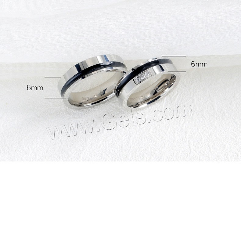 Titanstahl Paar- Ring, verschiedene Stile für Wahl & Micro pave Zirkonia, 6mm, verkauft von PC