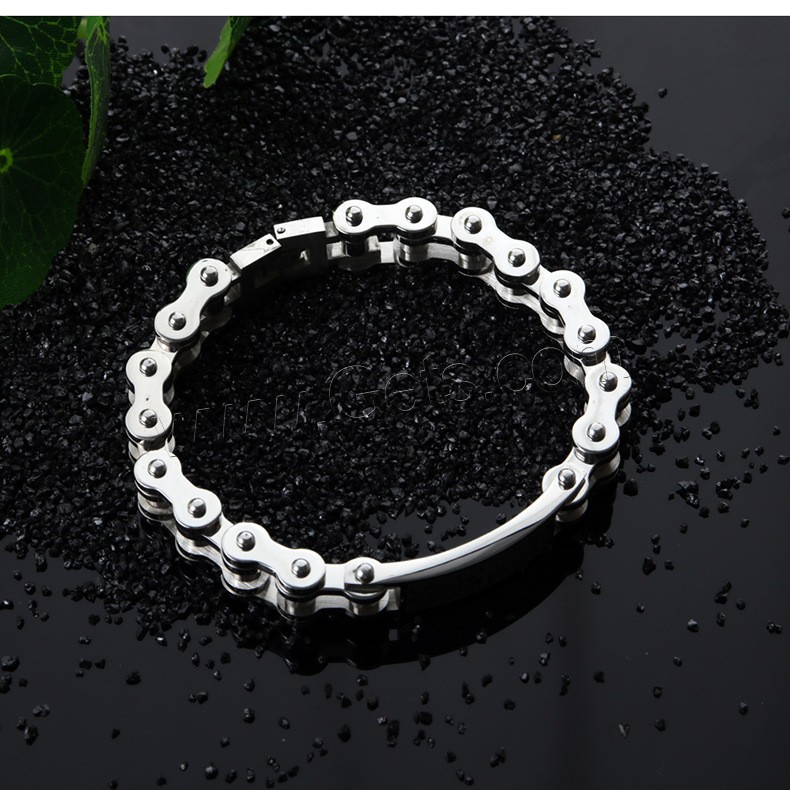 Titanium Steel Bracelet, plated, bike chain & different size for choice & for man, 12x44mm, 14x50mm, Length:Approx 8 Inch, Sold By Strand