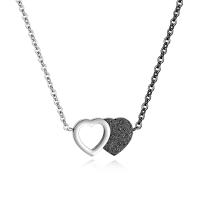 Titanium Steel Jewelry Necklace, with 2inch extender chain, Heart, plated, adjustable & oval chain & for woman & frosted 21mm Approx 17 Inch 