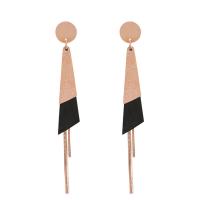 Stainless Steel Tassel Earring, with Acrylic, Geometrical Pattern, rose gold color plated, for woman, 77mm 
