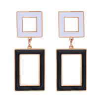 Stainless Steel Drop Earring, Geometrical Pattern, rose gold color plated, for woman & enamel, 49mm 