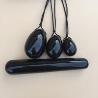 Massage-Schmuck, Obsidian, oval, poliert, verschiedene Größen vorhanden, verkauft von PC