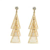 Fashion Fringe Earrings, Titanium Steel, Triangle, rose gold color plated, micro pave cubic zirconia & for woman 