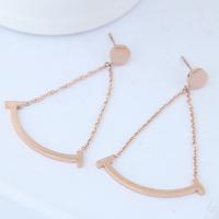 Titanium Steel Earrings, rose gold color plated, for woman 
