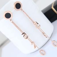 Titanium Steel Earrings, with Resin, Number, rose gold color plated, for woman 