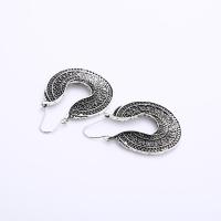 Zinc Alloy Earring, Flower, antique silver color plated, folk style & for woman 