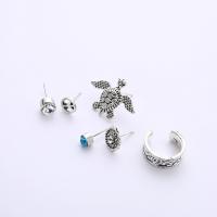 Zinc Alloy Stud Earring Set, antique silver color plated, for woman & with rhinestone   