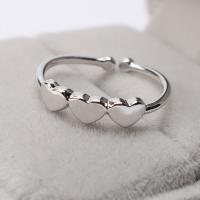 Brass Finger Ring, Heart, platinum plated, adjustable & for woman, US Ring 