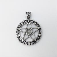 Stainless Steel Star Pendant, pentagram, with rhinestone & blacken Approx 2-4mm 