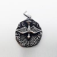 Stainless Steel Pendants, Flat Round, with letter pattern & blacken Approx 2-4mm 