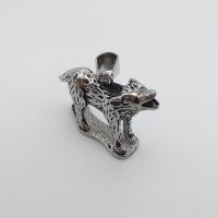 Stainless Steel Animal Pendants, Wolf, blacken Approx 2-4mm 