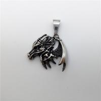 Stainless Steel Animal Pendants, Dragon, blacken Approx 2-4mm 