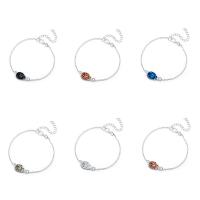 alliage de zinc bracelet, avec plastique, avec 2inch chaînes de rallonge, Placage de couleur argentée, chaîne ovale & pour femme, plus de couleurs à choisir, 22mm Environ 7.8 pouce, Vendu par brin