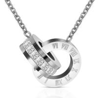 Stainless Steel Jewelry Necklace, with 2inch extender chain, plated, oval chain & for woman & with rhinestone 13mm Approx 19.6 Inch 