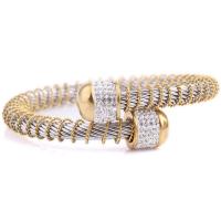 Stainless Steel Bangle, with Rhinestone Clay Pave, plated, for woman Inner Approx 55mm 