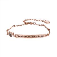 Stainless Steel Chain Bracelets, plated, oval chain & with letter pattern & for woman & with rhinestone Approx 7 Inch 