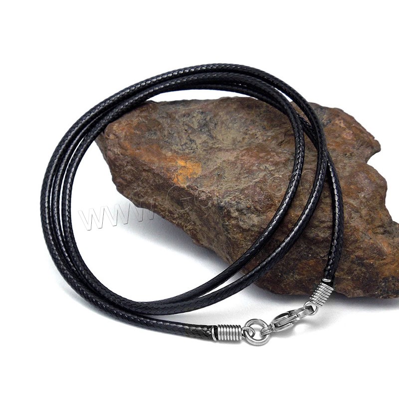 Waxed Linen Cord Necklace Cord, with Titanium Steel, different length for choice & Unisex, black, Sold By Strand