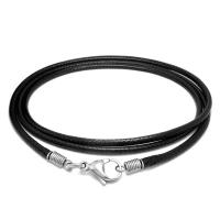 Waxed Linen Cord Necklace Cord, with Titanium Steel & Unisex, black 