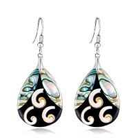 Abalone Shell Drop Earring, with Zinc Alloy, Teardrop, silver color plated, hypo allergic & for woman 