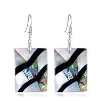 Abalone Shell Drop Earring, with Zinc Alloy, Rectangle, silver color plated, hypo allergic & for woman 
