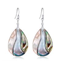 Zinc Alloy Drop Earring, with Abalone Shell, Teardrop, silver color plated, hypo allergic & for woman 