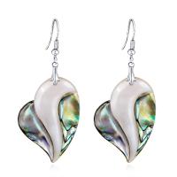 Zinc Alloy Drop Earring, with Abalone Shell, Heart, silver color plated, hypo allergic & for woman 