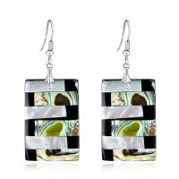 Zinc Alloy Drop Earring, with Abalone Shell, Rectangle, silver color plated, hypo allergic & for woman 