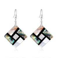 Zinc Alloy Drop Earring, with Abalone Shell, Square, silver color plated, hypo allergic & for woman 