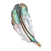 Zinc Alloy Brooch, with Abalone Shell, Feather, silver color plated, for woman 